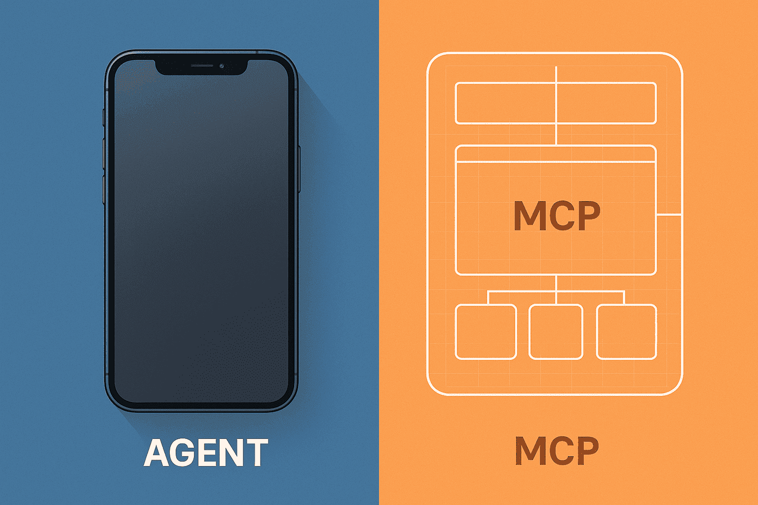 20250820_1837_Agent vs MCP_simple_compose_01k33daba1f85sj01z6h3fhfsz - 生成AIビジネス活用研究所