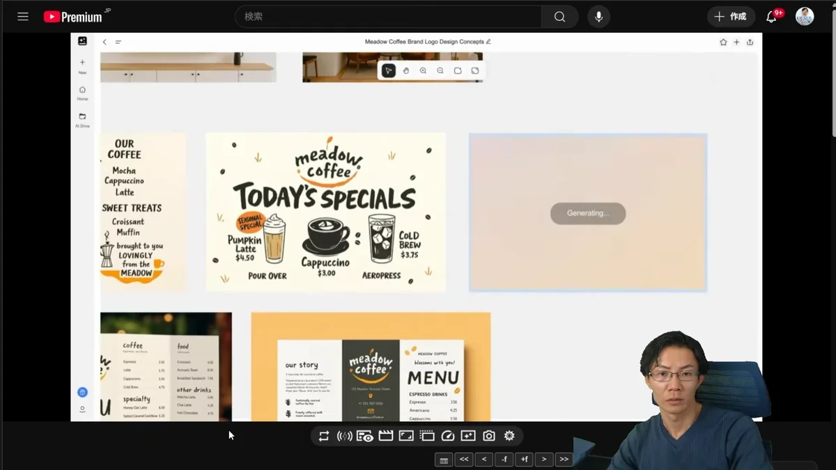 Genspark AIデザイナーで編集されたコーヒーショップのメニューデザイン