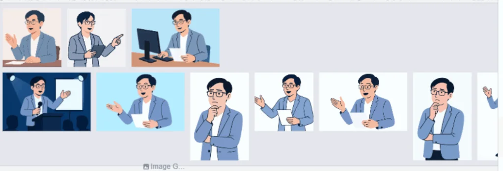Lovartが生成する、対話動画に活用できる多様なアバター表現。
