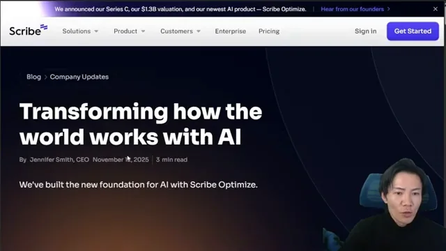 Scribeのトップページ上部。「The Workflow AI platform trusted by 94% of the Fortune 500」のキャッチコピーと、複数の大手企業のロゴが表示されている。