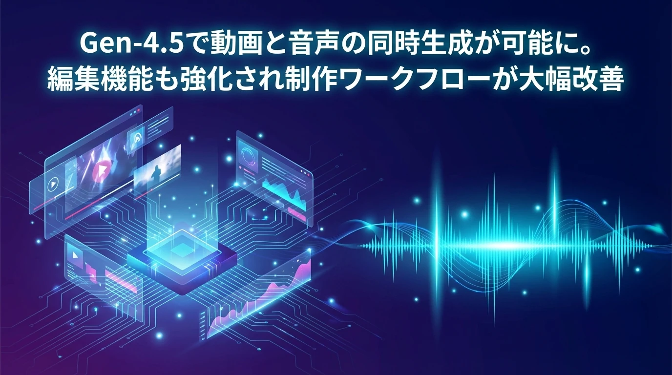 heading_Gen-45の大幅アップデートネイティブ音声生成と編集機能_20251215_082911 - 生成AIビジネス活用研究所 Gen-4.5の大幅アップデート:ネイティブ音声生成と編集機能