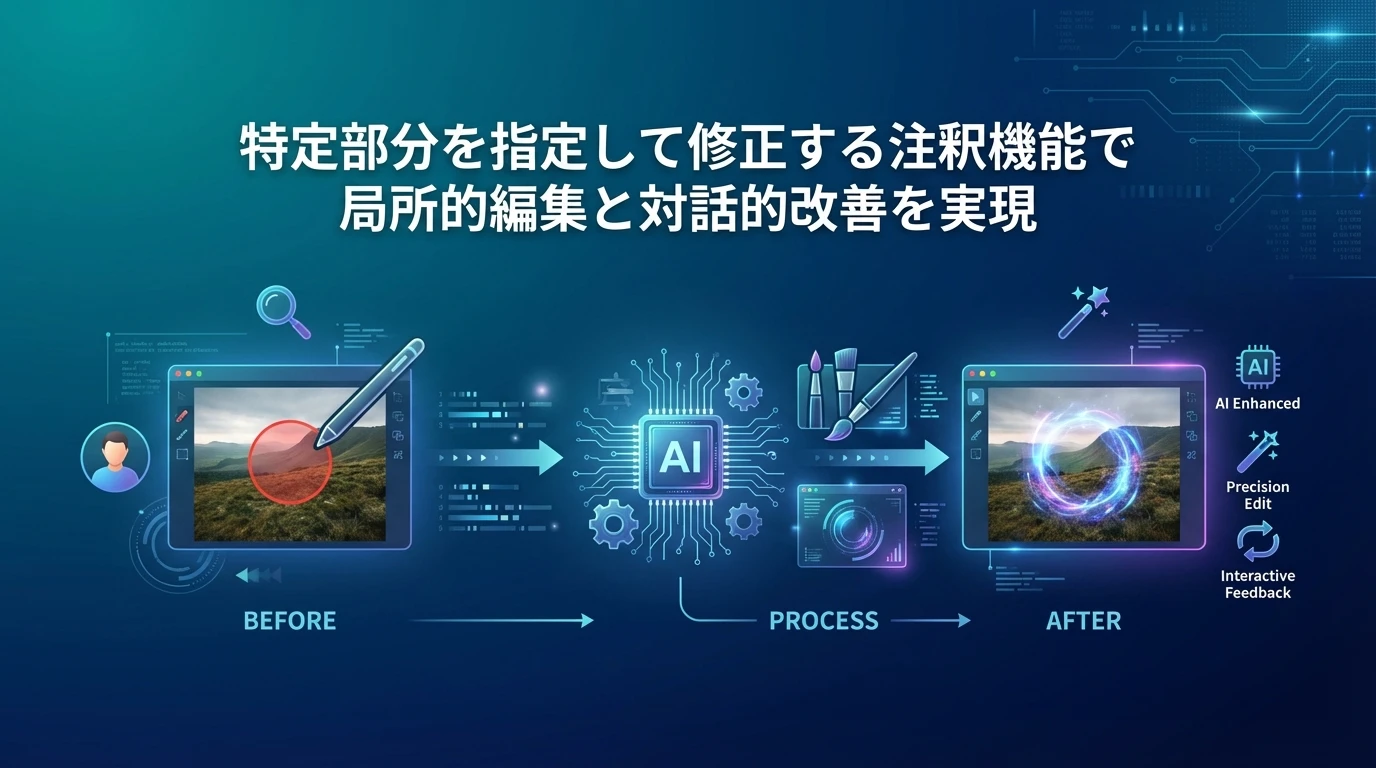 画像内注釈機能による部分的な修正