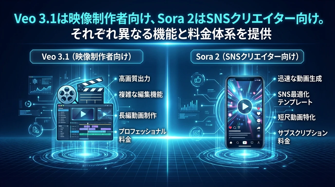 Veo 3.1 vs Sora 2 – 比較早見表