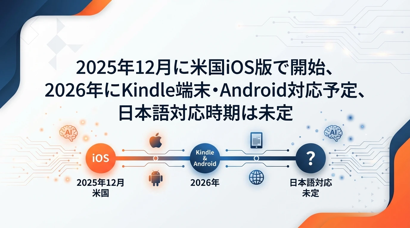 展開スケジュール：2026年にはKindle端末とAndroidにも対応予定
