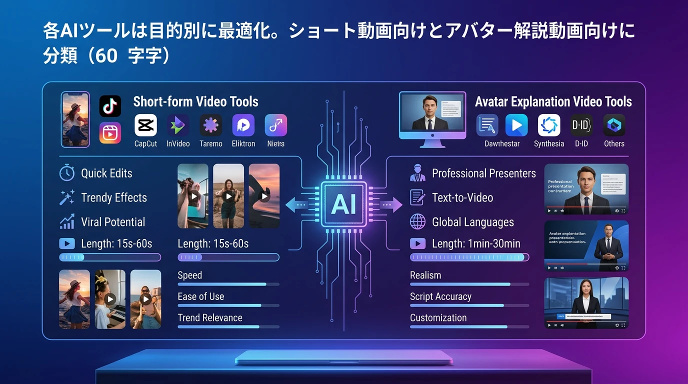 主要AIツール一覧：どのツールがどちらに向いている？