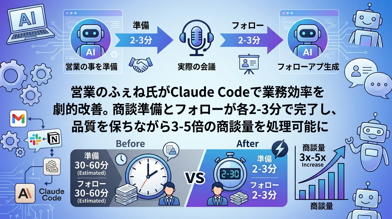 営業の「準備→本番→フォロー」が、スラッシュ1つで完結する