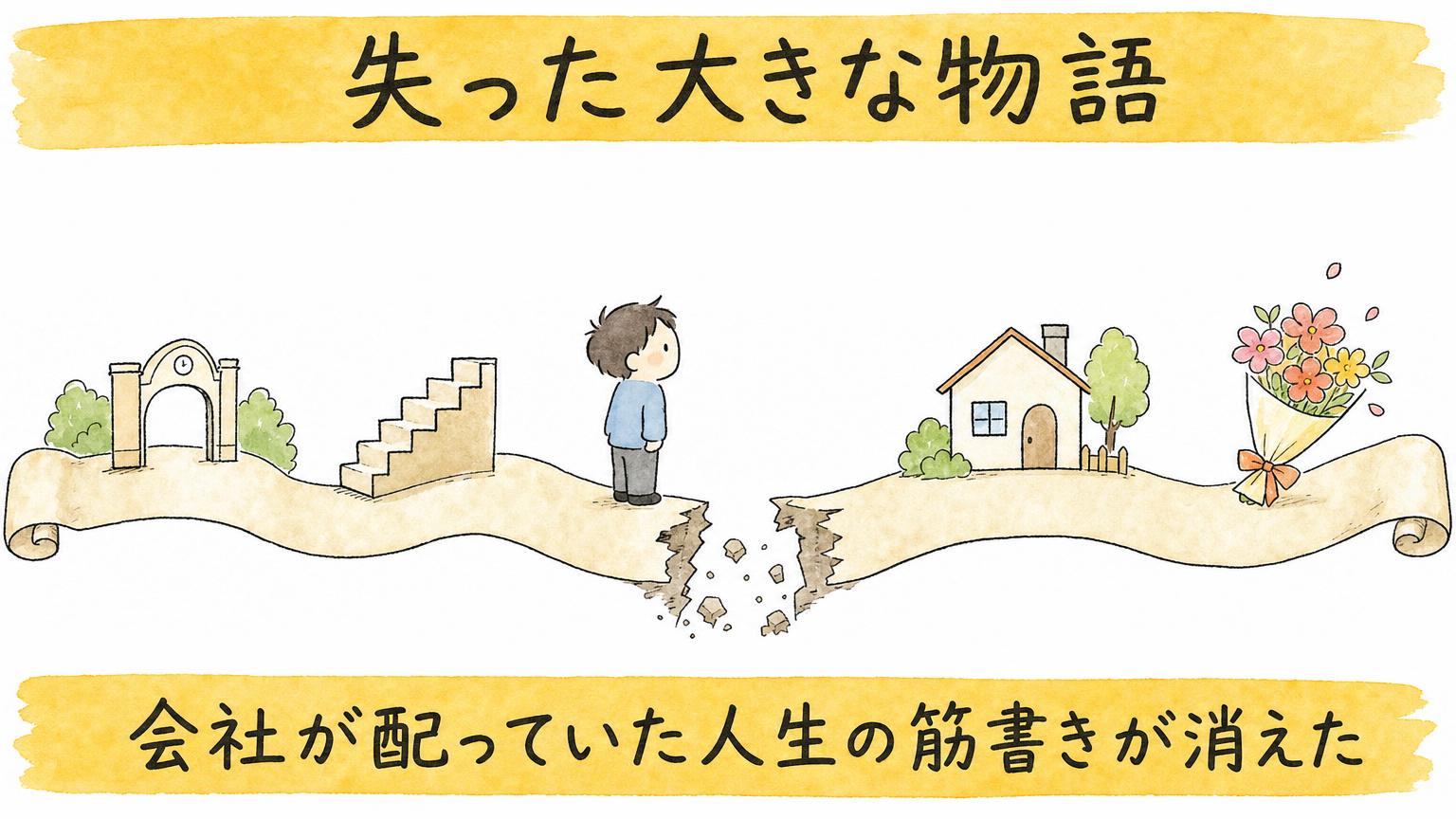 会社が配っていた人生の筋書きが消えた