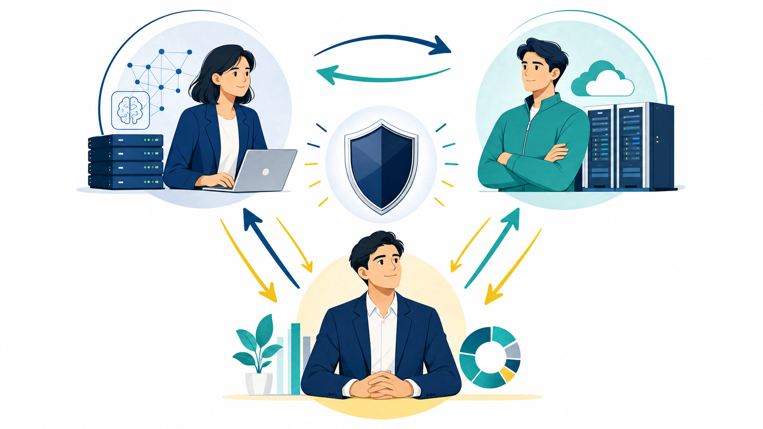 GPU先物市場の3種類の参加者を示すイラスト
