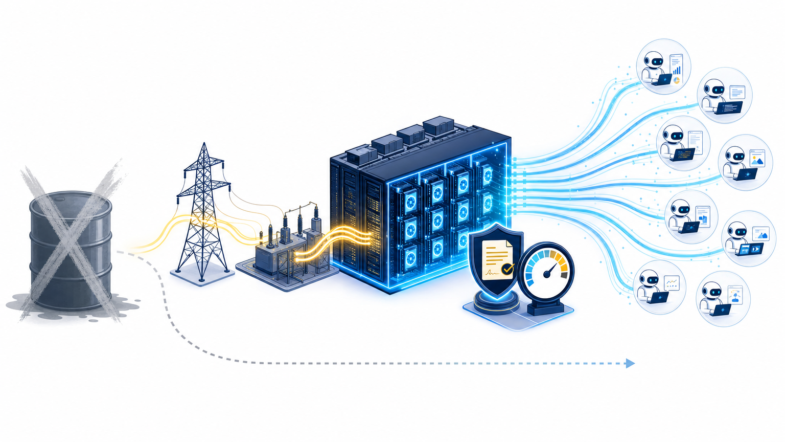 GPUの役割を電力インフラにたとえるイラスト