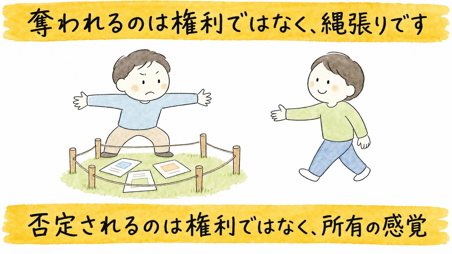 否定されるのは権利ではなく、所有の感覚