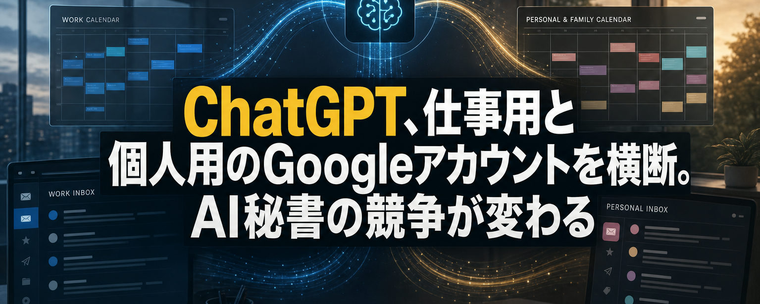ChatGPTが複数のGoogleアカウントに対応、仕事用と個人用を同時に使う方法