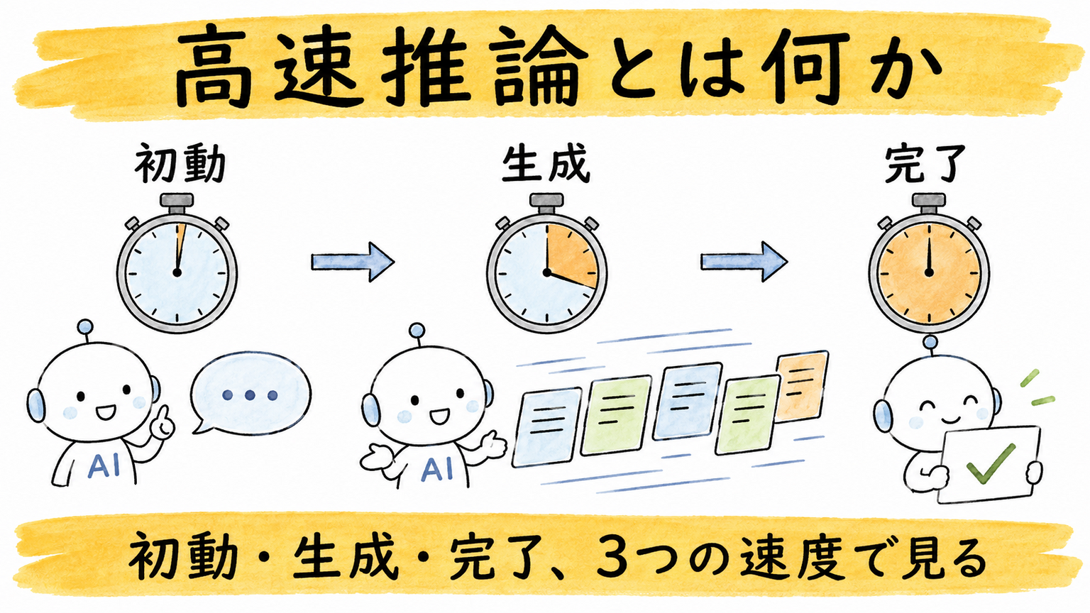 高速推論を初動・生成・完了の3段階で見る図