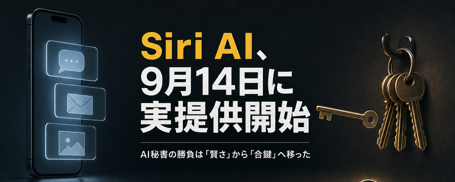Siri AI、9月14日に実提供開始──AI秘書の勝負は「賢さ」から「合鍵」へ移った