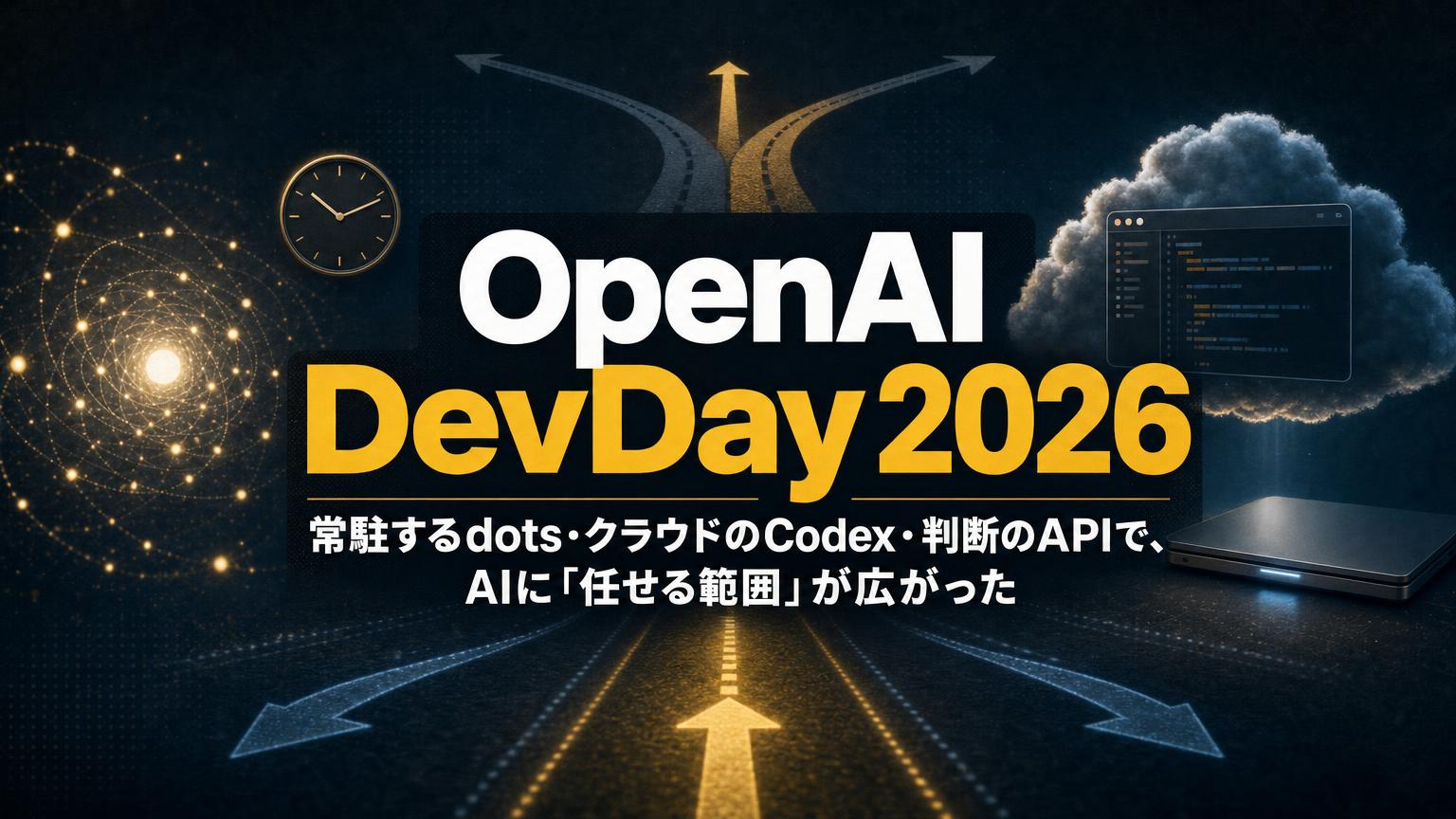 OpenAI DevDay 2026の発表を、dots・Codex・APIなどで整理した記事のアイキャッチ画像