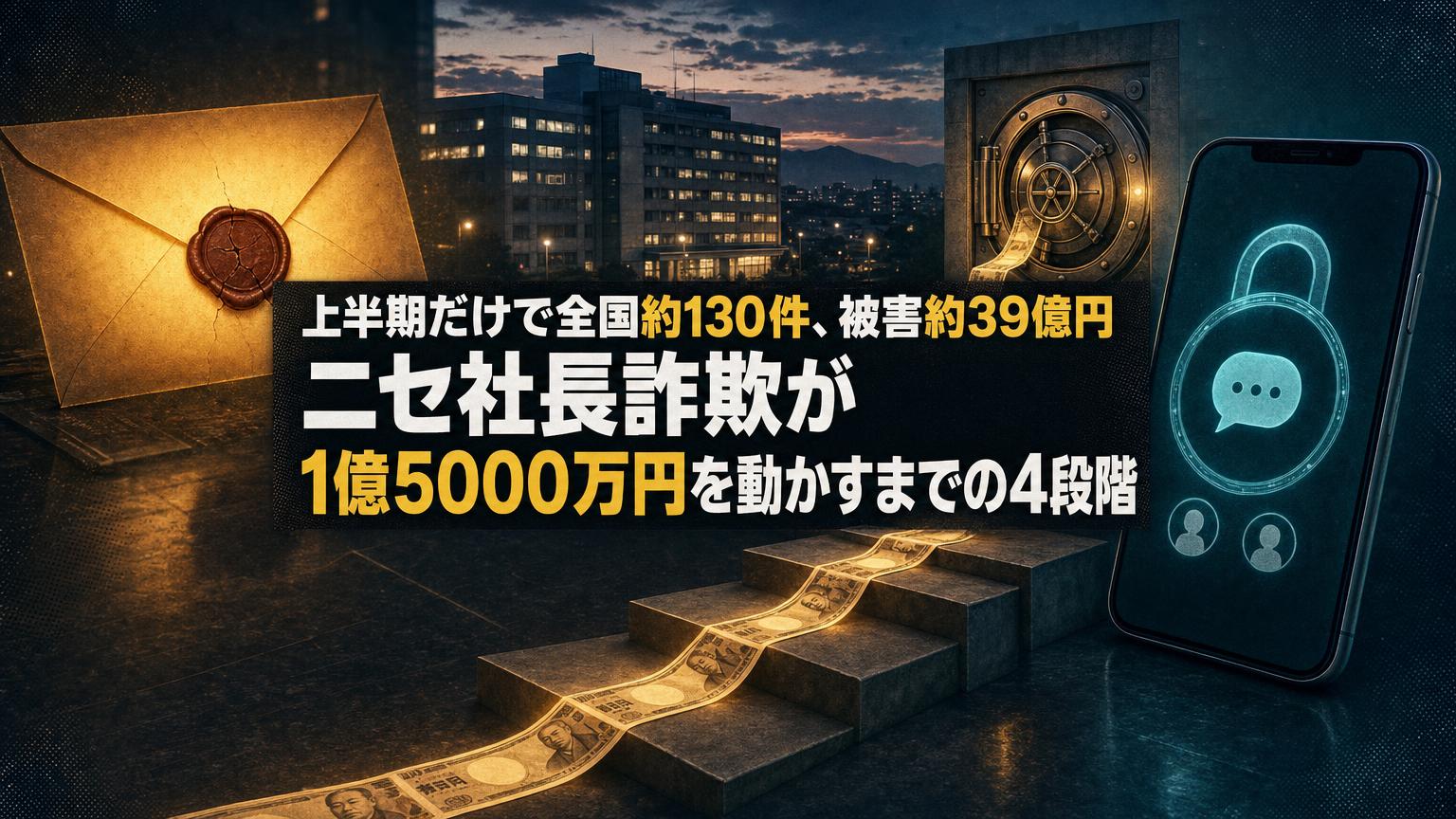 ニセ社長詐欺が1億5000万円を動かすまでの4段階を扱う記事のアイキャッチ画像